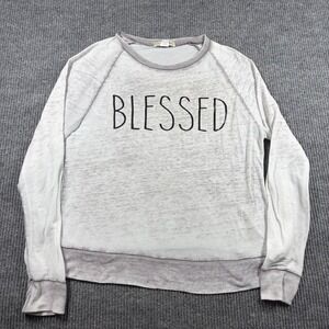 Pretty Rebel Sweatshirt Womens L Blessed Graphic Gray Raglan Long Sleeve